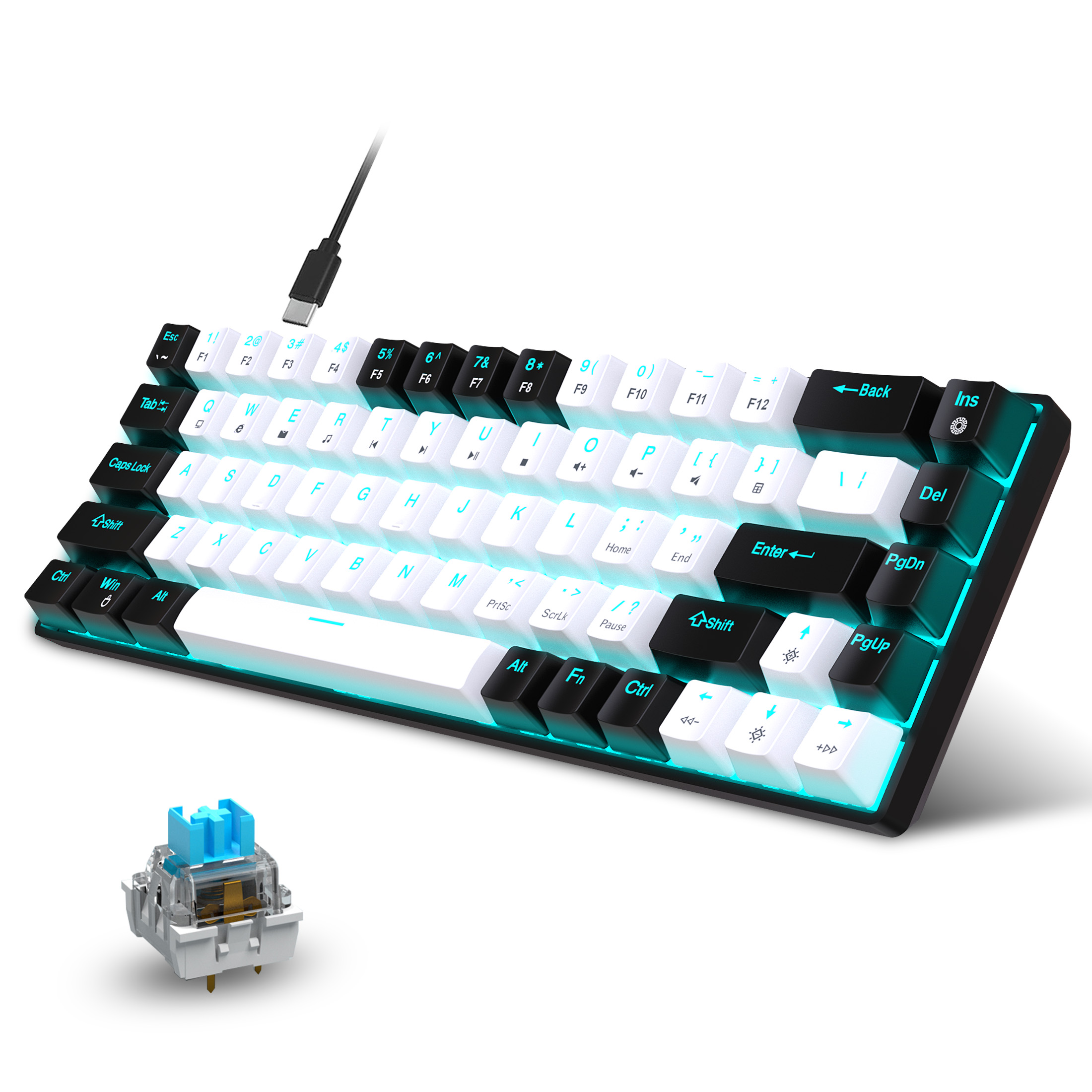 ขายร้อน HXSJ V800 68 คีย์คีย์บ - Keyboard Gaming Blue Switch บทวิจารณ์และราคา