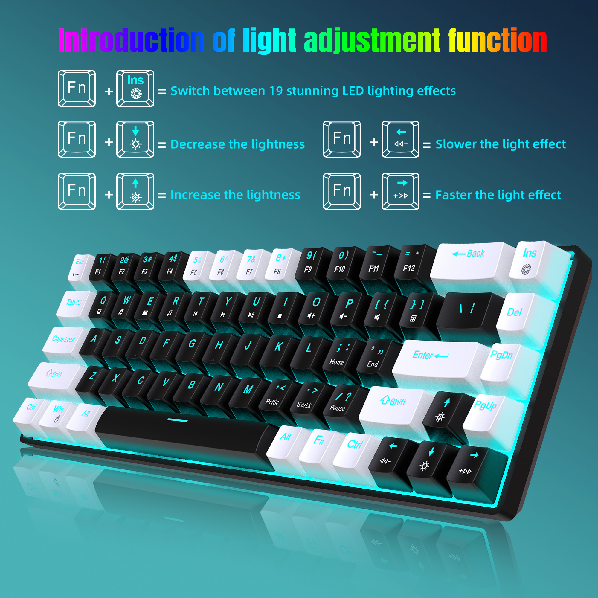 ขายร้อน HXSJ V800 68 คีย์คีย์บ - Keyboard Gaming Blue Switch บทวิจารณ์และราคา