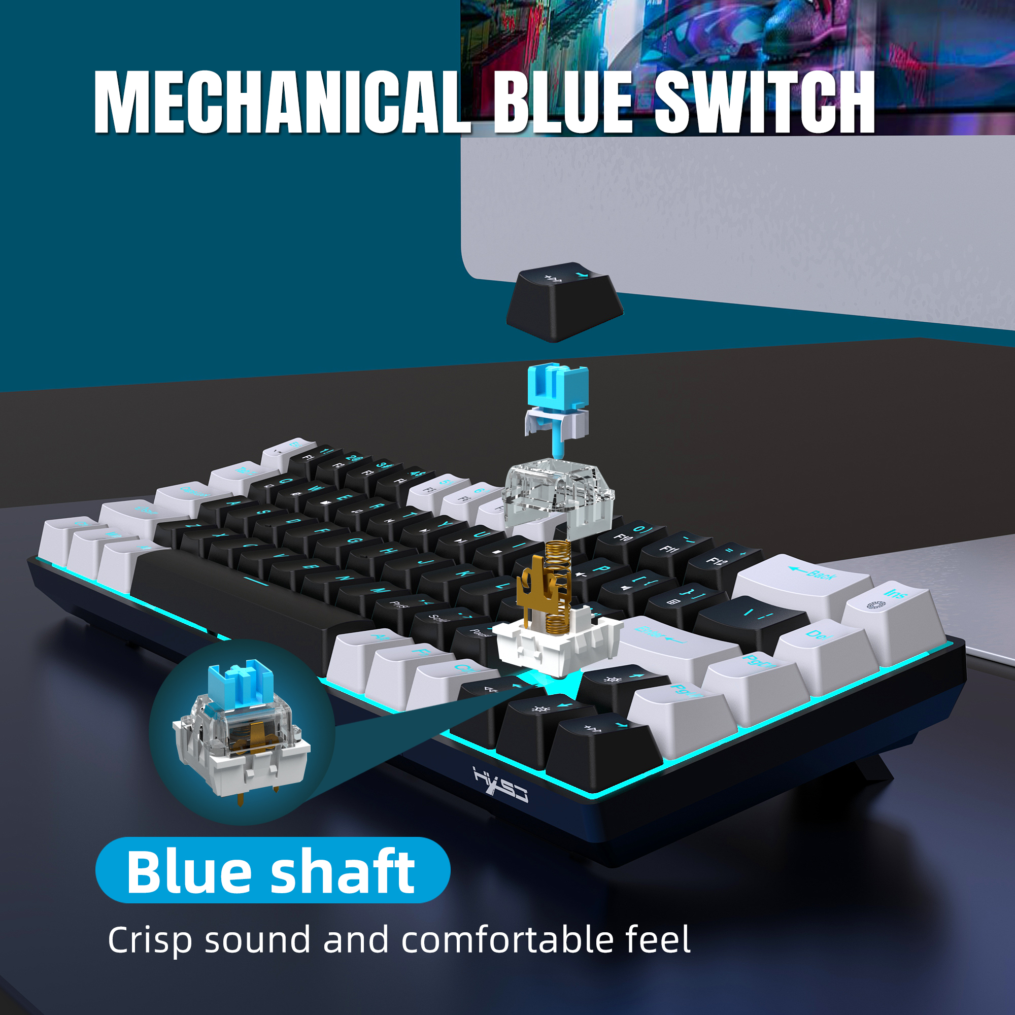 ขายร้อน HXSJ V800 68 คีย์คีย์บ - Keyboard Gaming Blue Switch บทวิจารณ์และราคา