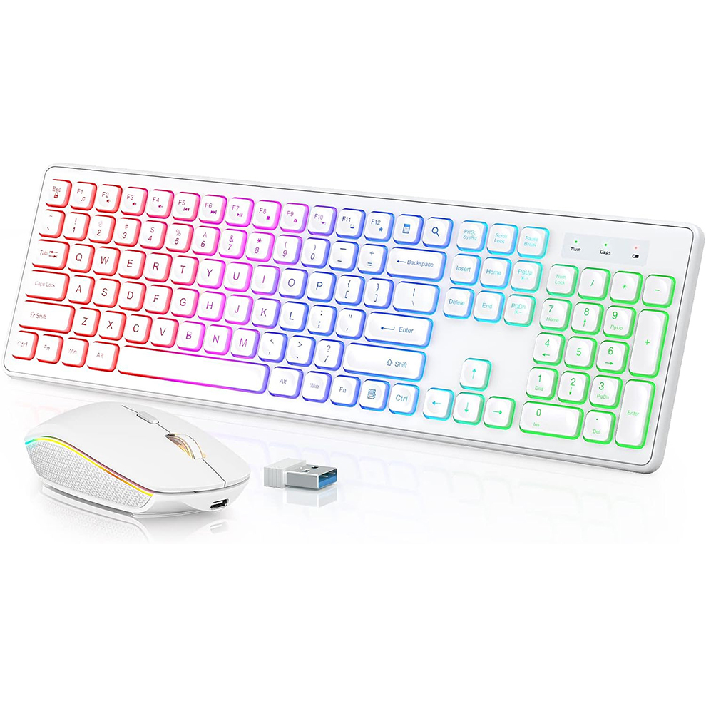 คีย์บอร์ดและเมาส์ไร้สายแบบมีไฟ - Gaming Keyboard Mouse Wireless บทวิจารณ์และราคา