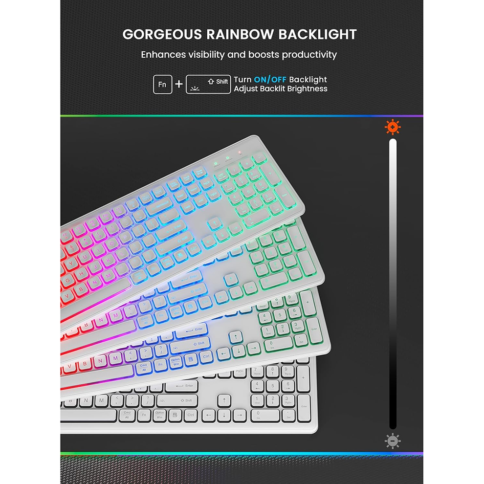 คีย์บอร์ดและเมาส์ไร้สายแบบมีไฟ - Gaming Keyboard Mouse Wireless บทวิจารณ์และราคา